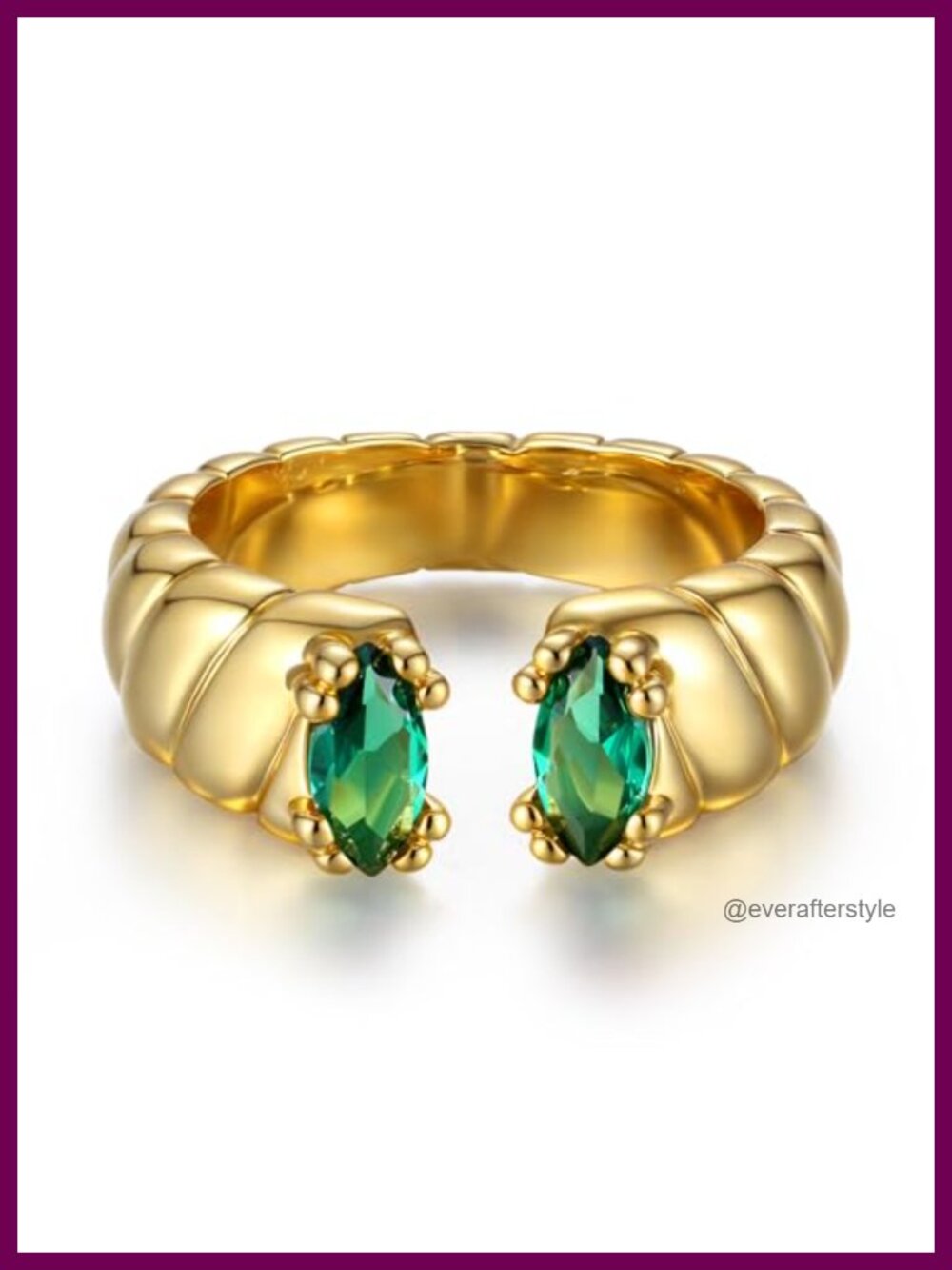 18K Gold Plated Adjustable Statement Ring Marquise Crystal Open Band